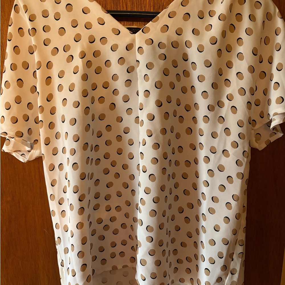 Ann Taylor White and Black Polka Dot Blouse